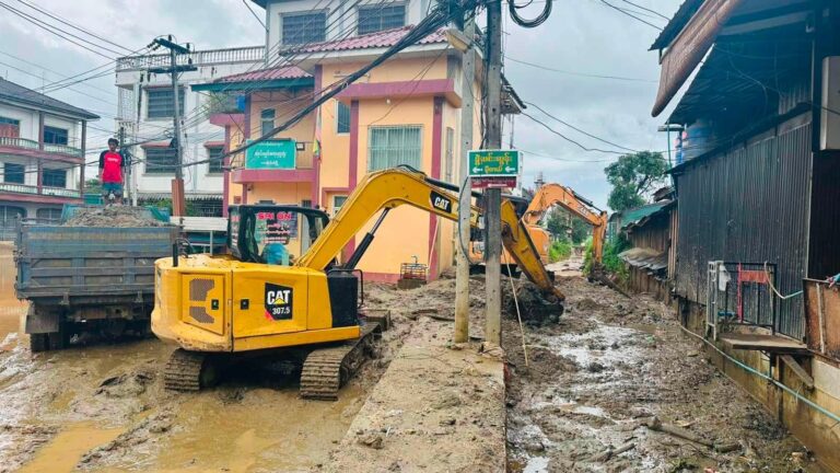 ရေကြီးရေလျှံမှုကာကွယ်နိုင်ရေး အတွက် နမ့်ယွန်းချောင်း နှင့် နိုင်းနိုင်းချောင်း အား နှုန်းတူးဖော်ရှင်းလင်းခြင်းများ